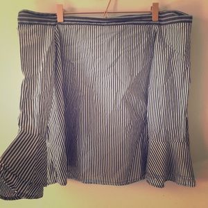 LOFT grey and white striped off shoulder top